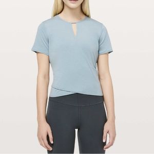 Lululemon Round Trip short sleeve wrap cropped tee Size 6 in Blue Cast